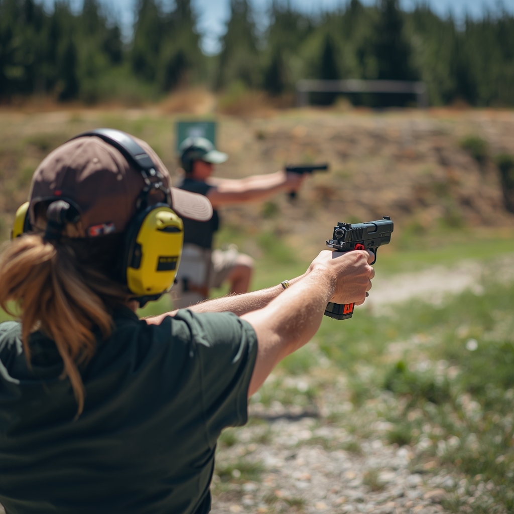 Instructor with students at the range